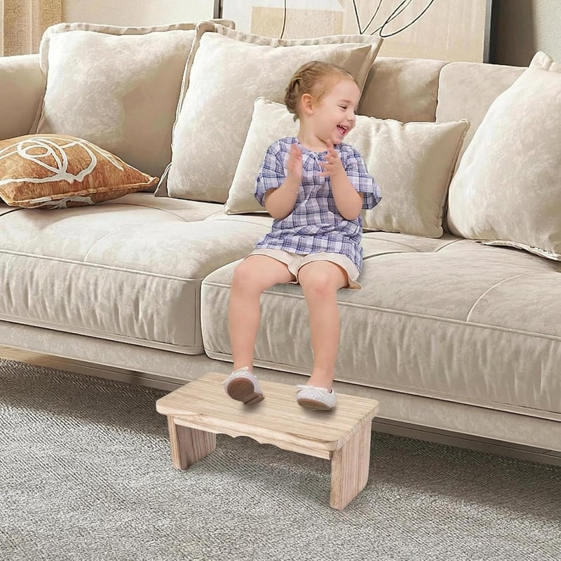 Elfzone Wooden Step Stool - 9'' One Step Stool for Adults, Wooden Beside Step, Heavy Duty/Portable/Nonslip/Durable Construction Safe Step for Bedroom/Kitchen (Light Wood) - Image 2